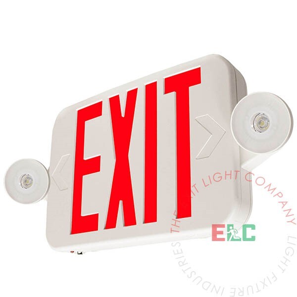 LFI Lights | Micro Red LED Exit Sign Emergency Light Combo | COMBOJR-R-W-BB