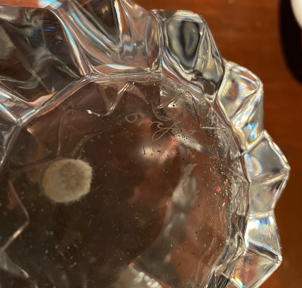 ORREFORS "CROWN" Heavy Crystal Bowl ~ Signed