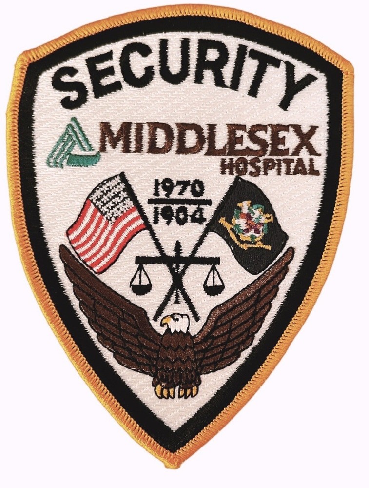 MIDDLESEX HOSPITAL SECURITY Middletown Connecticut CT Embroidered Patch FLAGS 5”