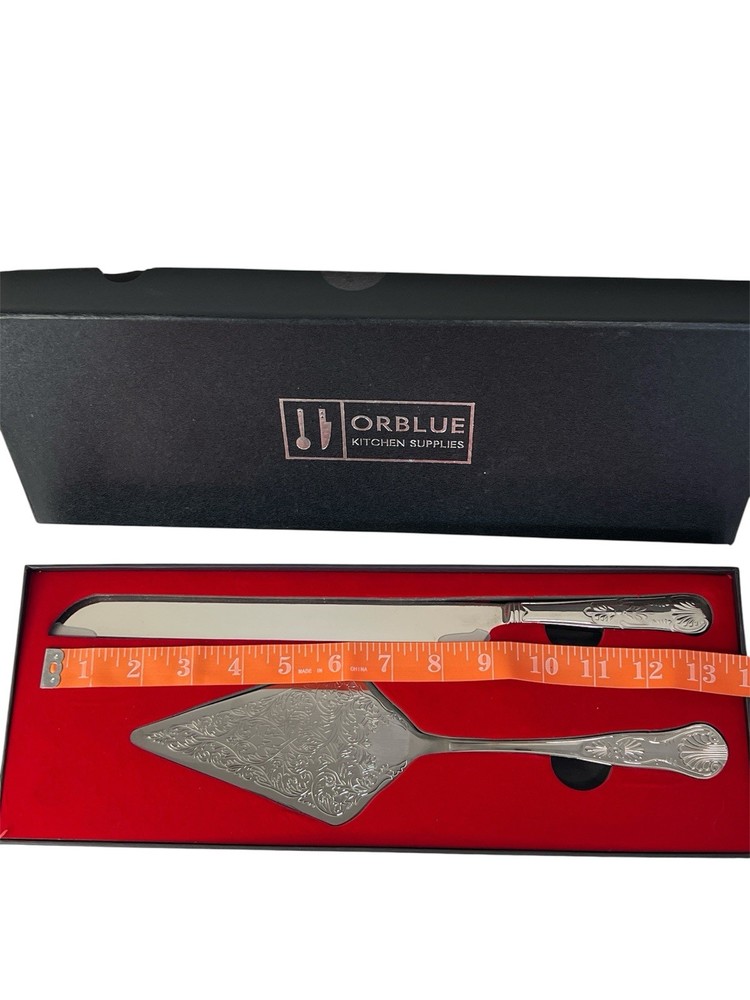 Engraved Silver Wedding Cake Knife Server Set, Wedding , Events, Decor Open Box