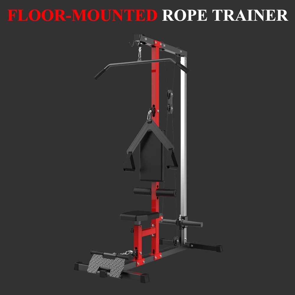 Lat Pull Down Machine System Workout Equipment w/ Seat & Knee Support 500LB