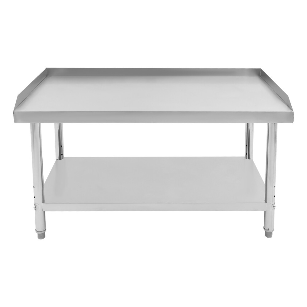 48*24*35-36" Adjustable Commercial Work Table With Backsplash Silver Work Table