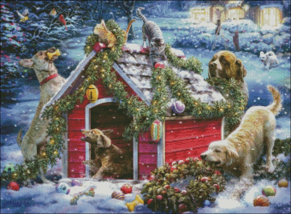 Helping with the Decorations - Chart Counted Cross Stitch Pattern Needlework