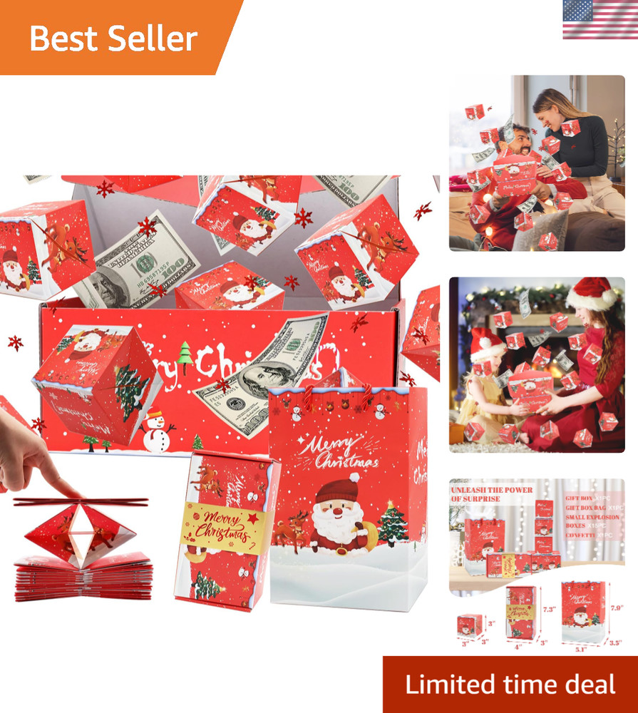 Luxury Folding Bouncing Red Gift Box with Confetti - Perfect for Celebrations