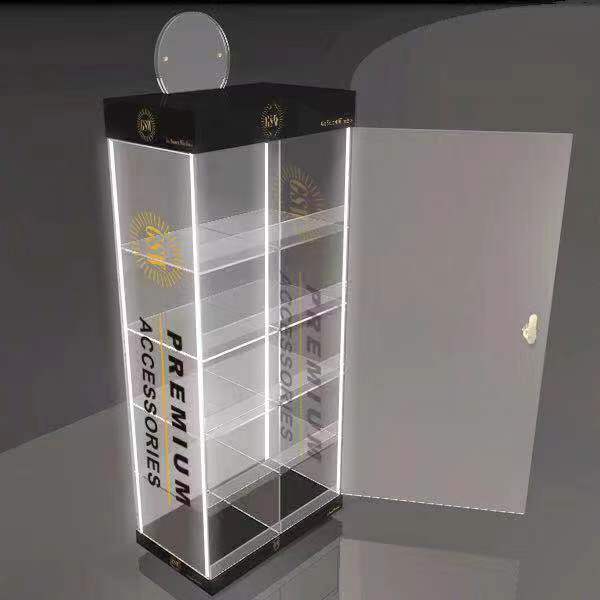 Clear Acrylic Counter Display Case/Cabinet with 4 LED Light & Multi purpose