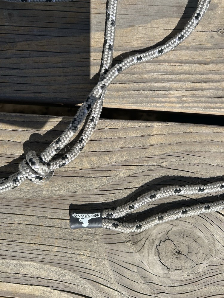 Mustang Silver and Black Rope Bitless Side Pull Halter Horse Size