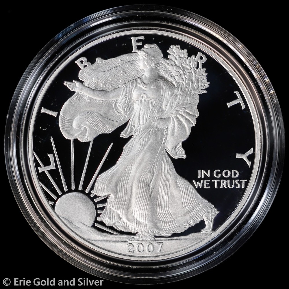 2007-W $1 US Mint Proof American Silver Eagle w/ Box & COA