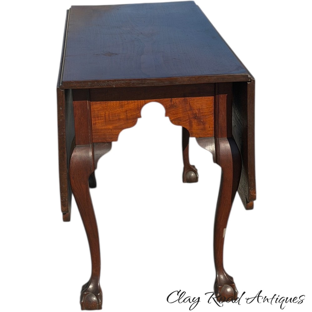 Antique Walnut Chippendale dining table 18th style ball & claw gate leg