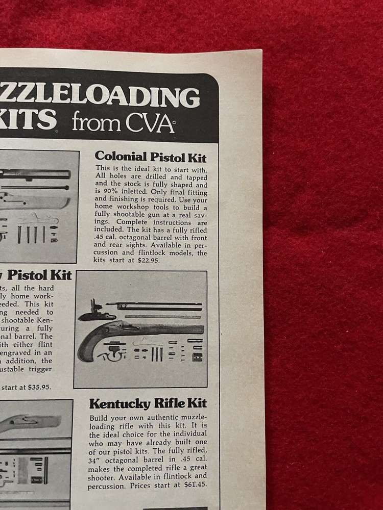 Vintage 1974 Connecticut Valley Arms Print Ad CVA Muzzleloading Kits Ad