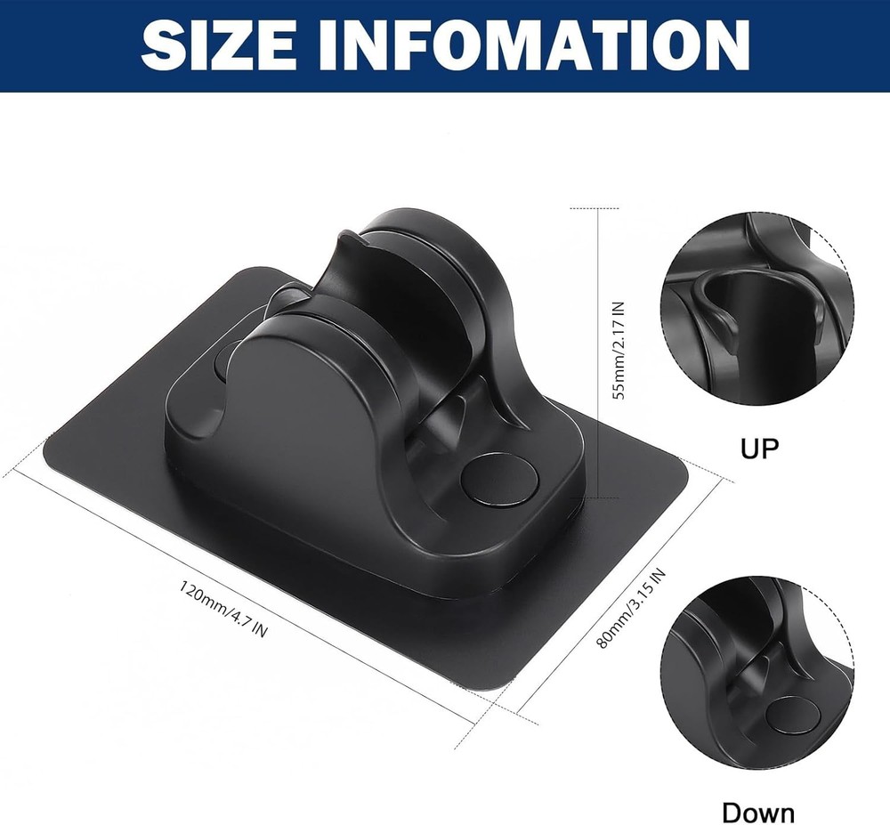 NearMoon Self Adhesive Shower Head Holder-Adjustable Handheld Matte Black