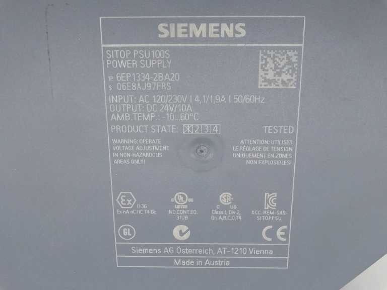 SIEMENS 6EP1334-2BA20 POWER SUPPLY