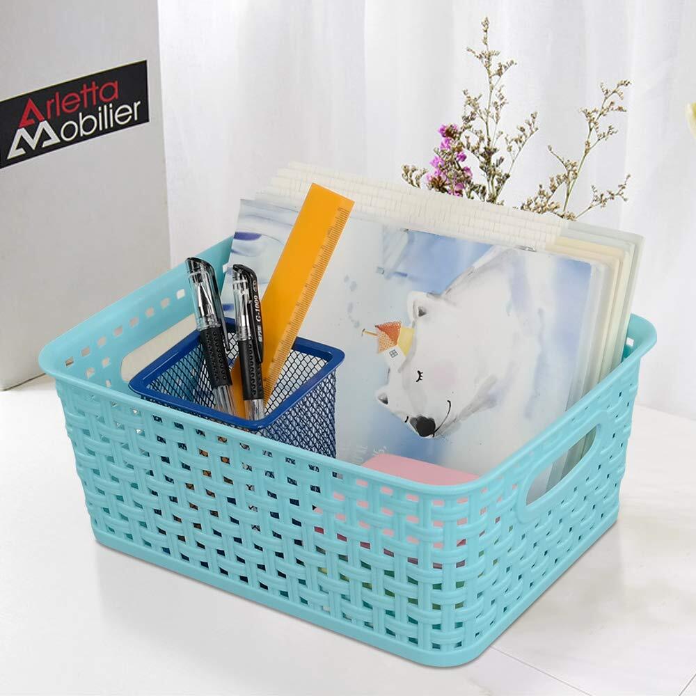 6 Pack Plastic Storage Baskets Storage Bins for Kitchen Office Bathroom