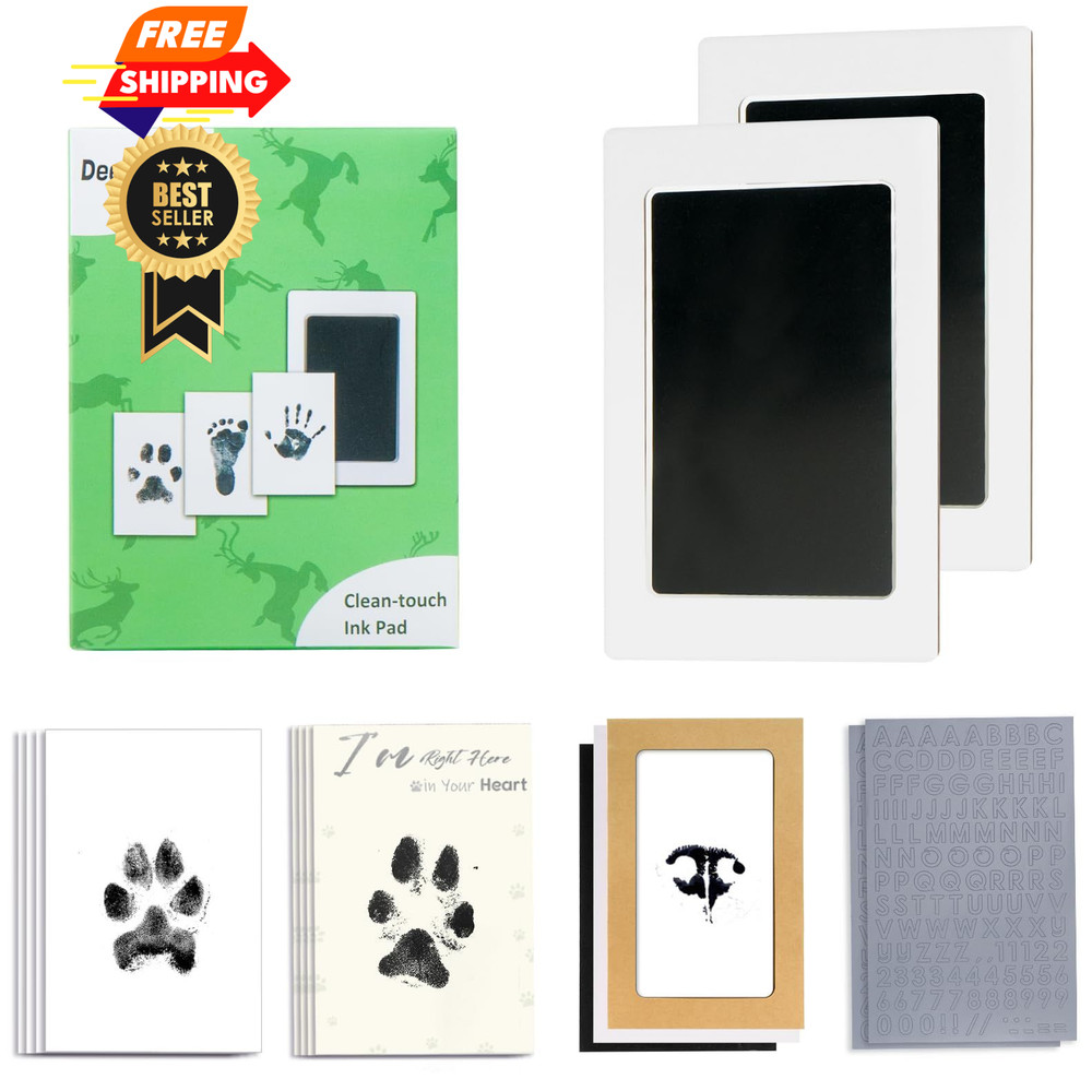 DeerZone Inkless Paw Print Kit,Dog Small-Medium 2 Pack, Black