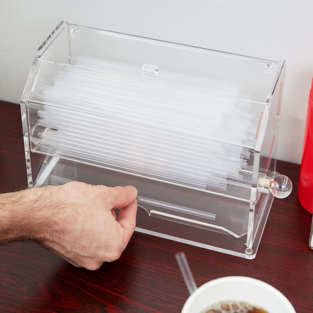Straw Dispenser, Acrylic, Clear