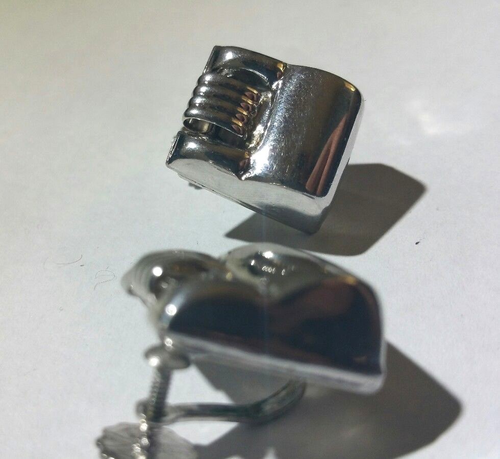 Vintage Designer Silver Tone Signed Earrings