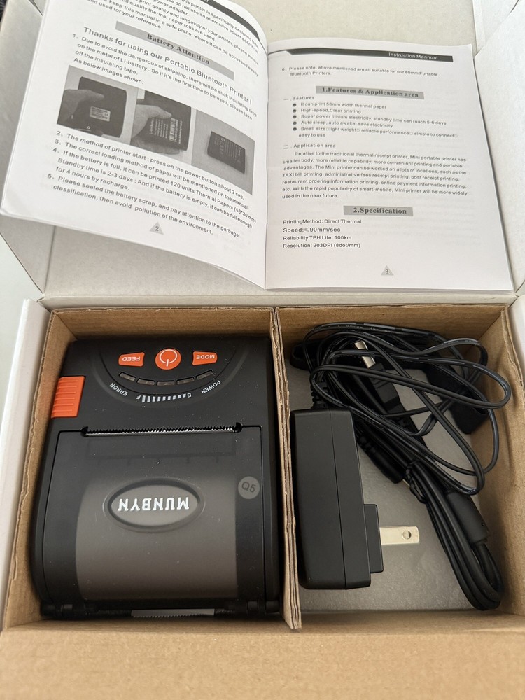 MUNBYN POS Receipt Printer Android Bluetooth Mobile Wireless 58mm IMP001 Series