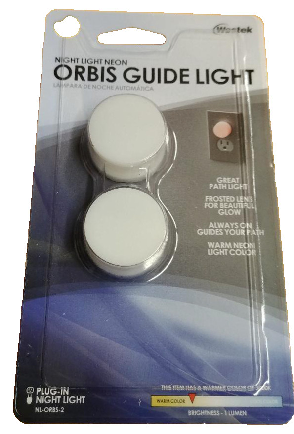 Westek Neon Night Light Continuous On  Orbis Guide Light, 2 Pack NL-ORBS-2