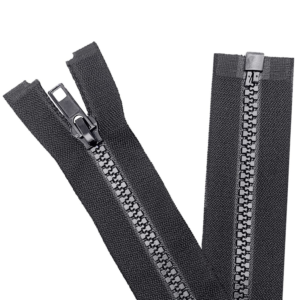 #5 100 Inch Separating Jacket Zippers 2 PCS Black Molded Plastic Bulk DIY