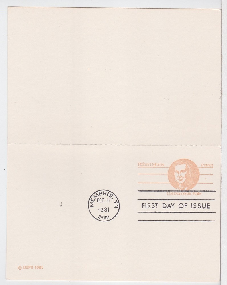 TurtlesTradingPost- Robert Morris Postal Reply Card 1981 #UY33 FDC