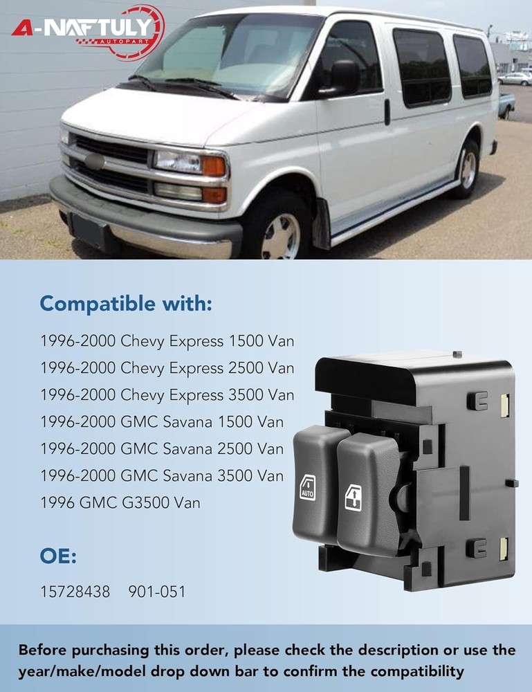 Driver Side Master Power Window Switch Replacement fits for Chevy Express 1500