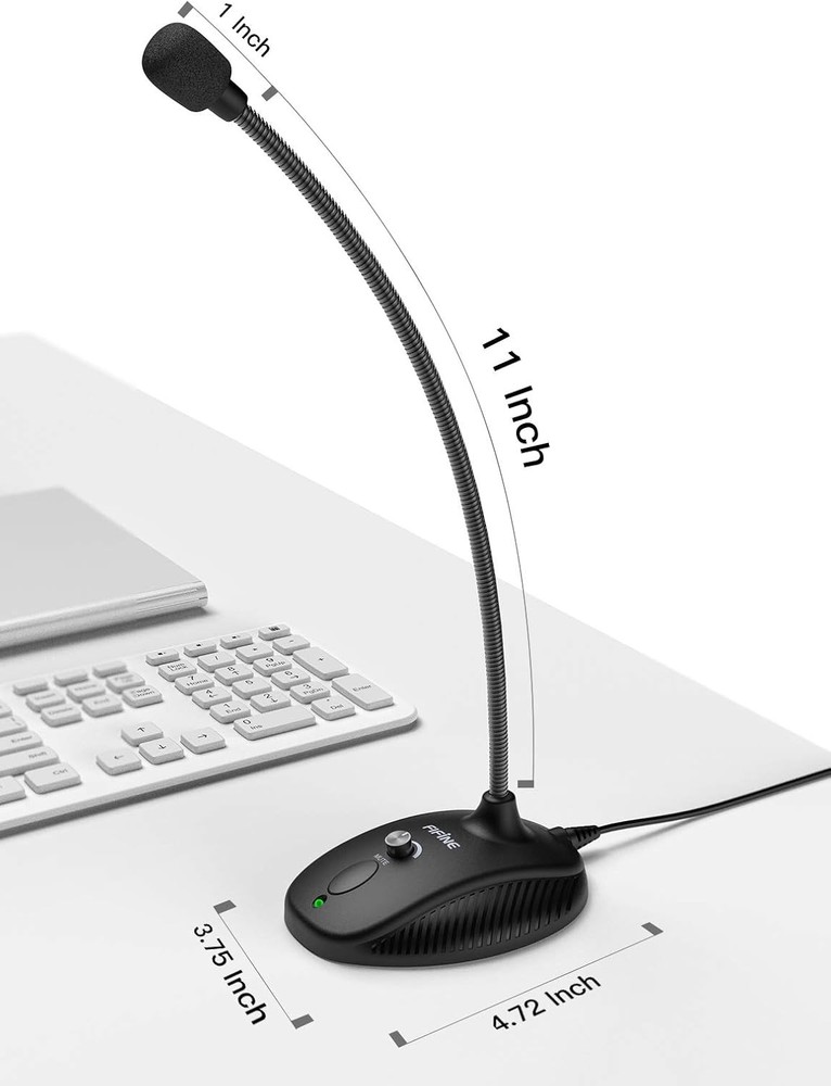 Fifine USB Computer Microphone, Plug &Play Desktop Condenser PC Laptop Mic,Mute