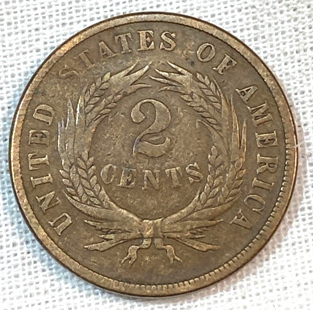 1868 2 Cent Piece Nice Original VF CHRC