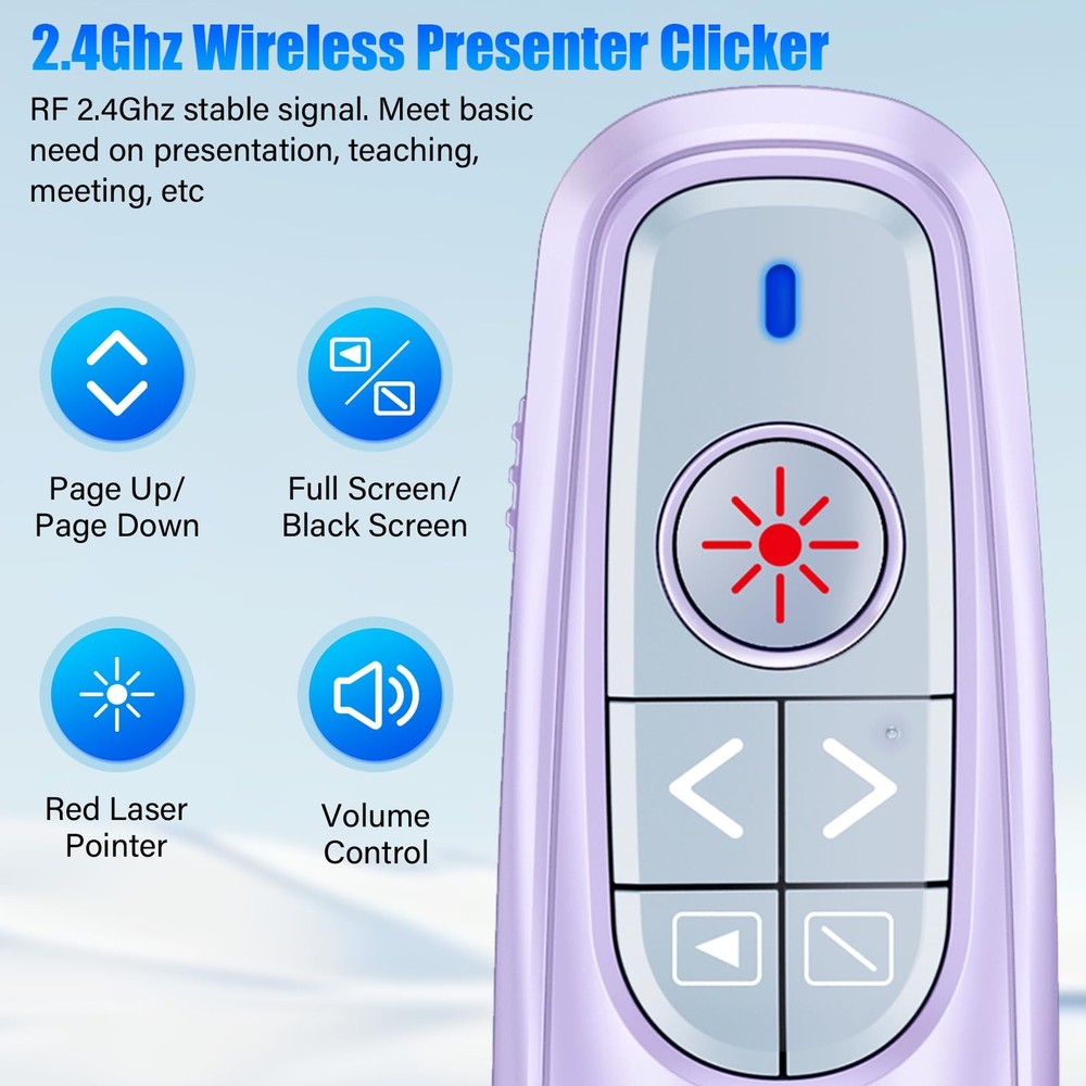 Presentation Clicker Wireless Presenter Remote Clicker, USB PowerPoint Clicke...