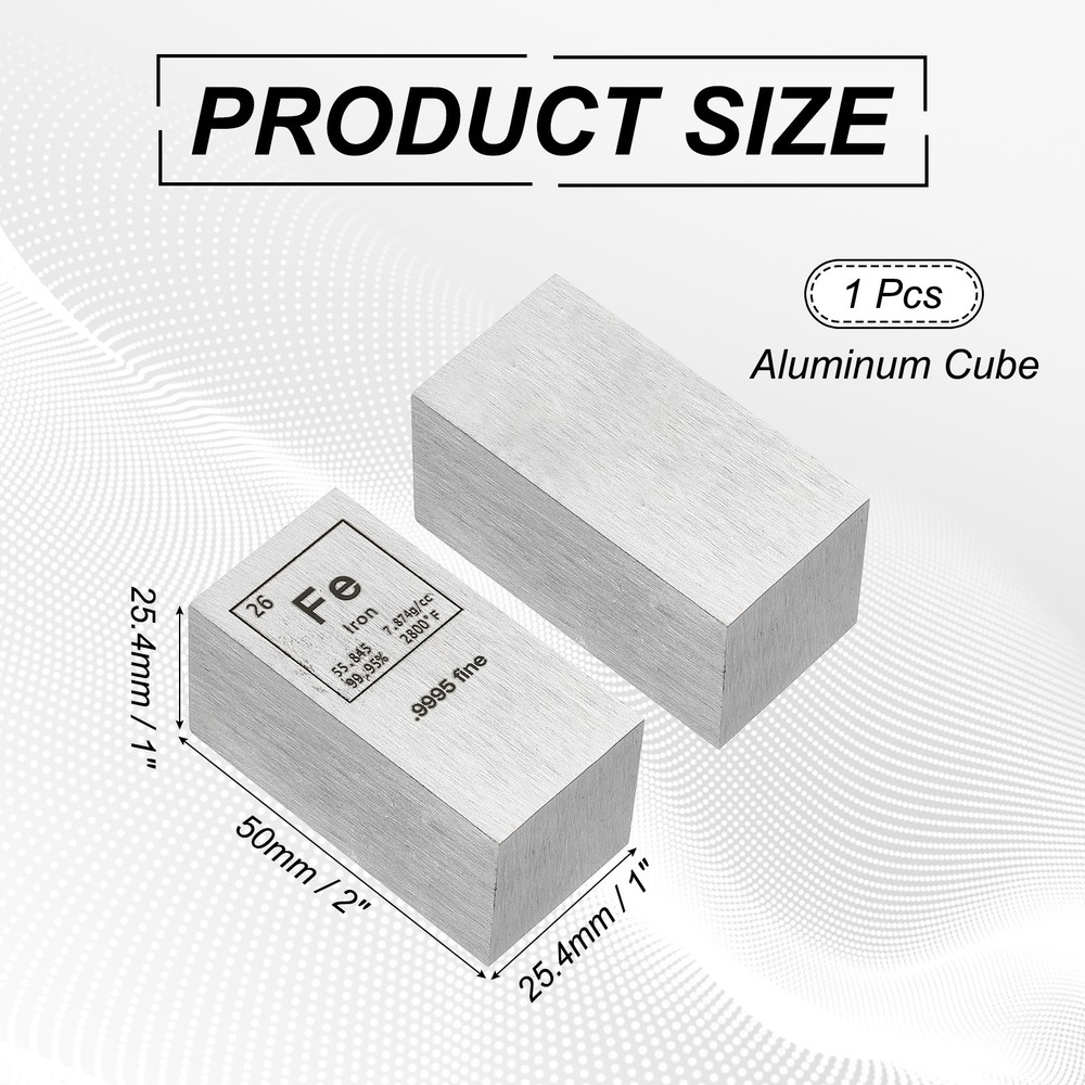 Iron Cube 1x1x2" Fe Density Stick High Density Element Rod