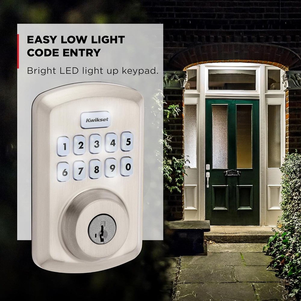10-Button Keypad Satin Transitional Electronic Deadbolt Door Lock,Keyless Entry