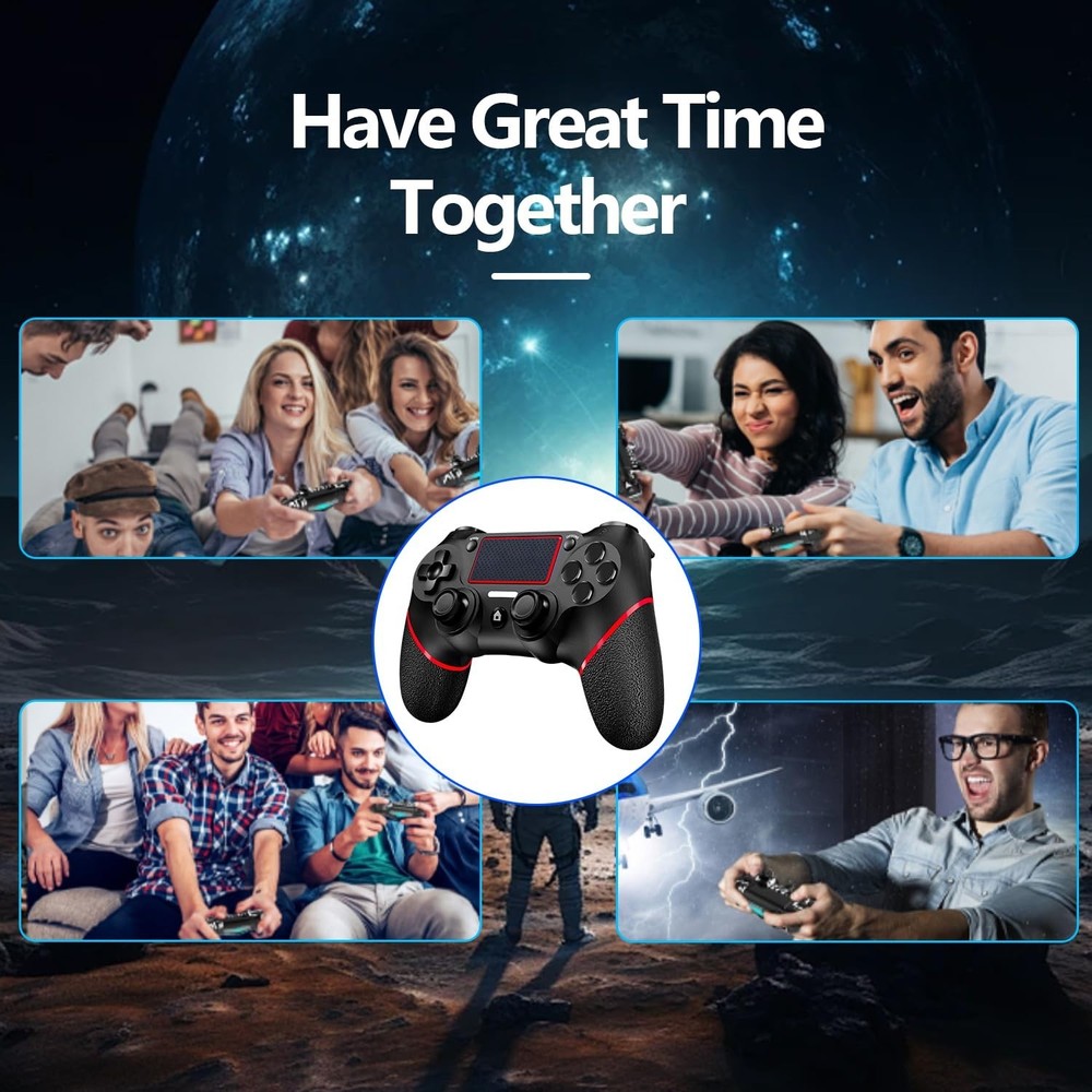 High-Performance Black Red Wireless PS4 Controller with Touchpad & Share Button