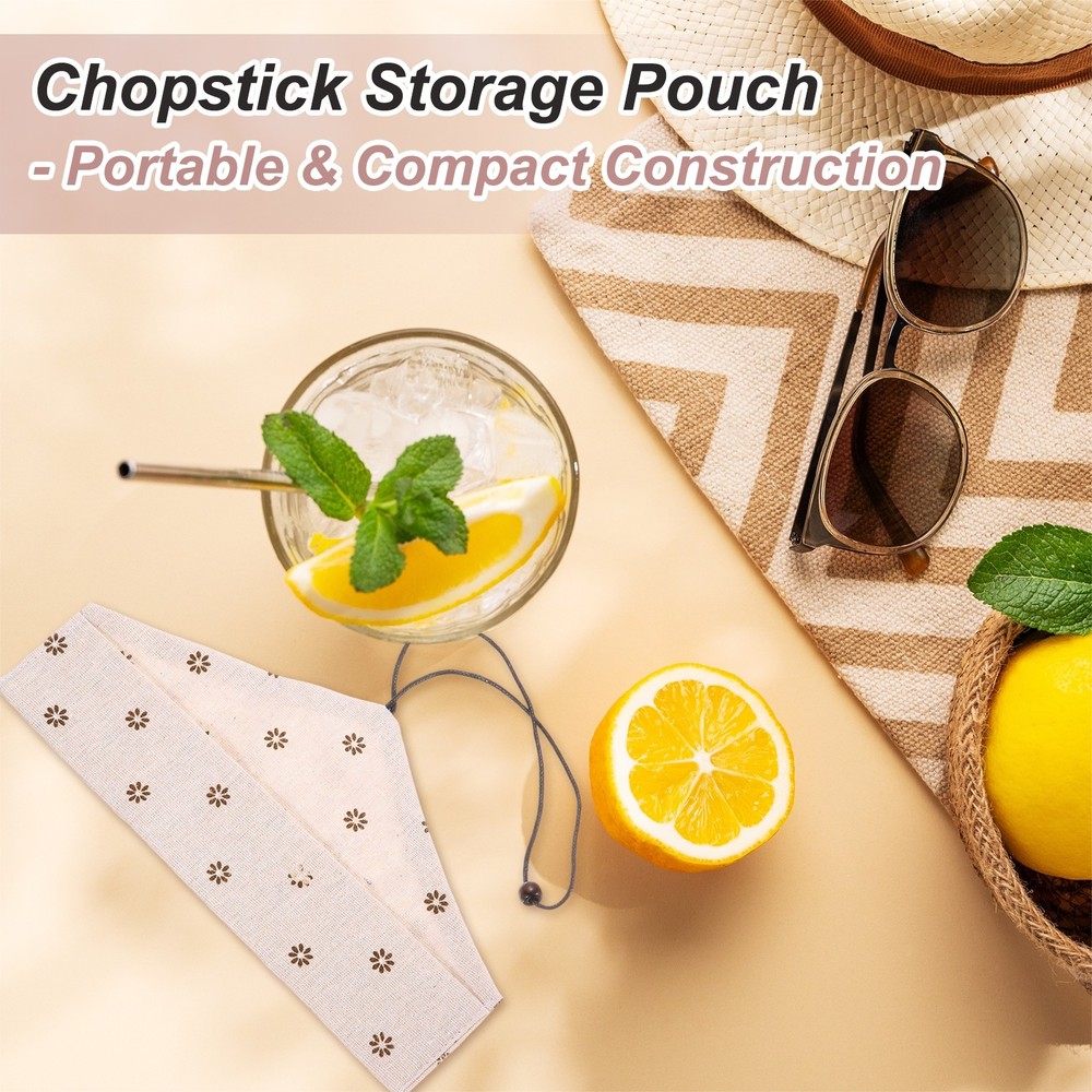 Chopstick Case, 3Pcs Chopstick Storage Cutlery Pouch White Base Embossed
