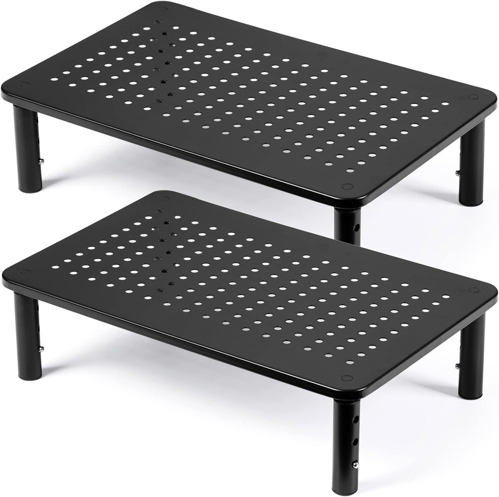 2 Pack Desktop Riser, 3 Height Adjustable Monitor stands for 2 Monitors, PC, Com