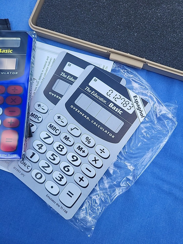 Vintage The Educator Basic Overhead Project Calculator See-Thru Stokes ti-108
