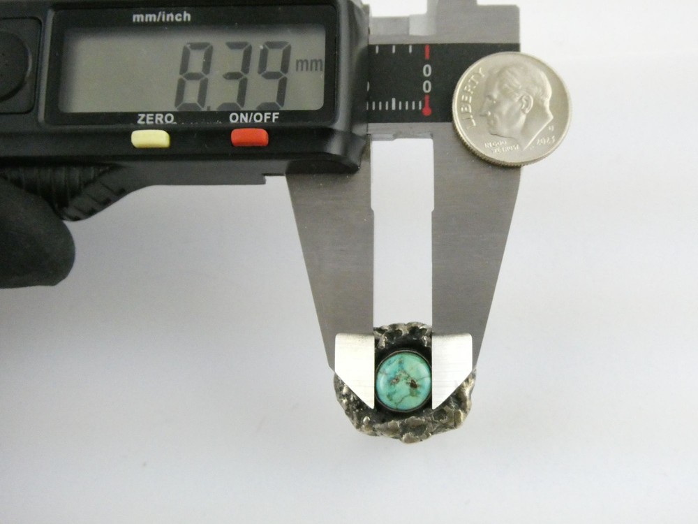 Southwestern Unmarked Sterling Silver Turquoise Brutalist Setting Ring Size 4.75