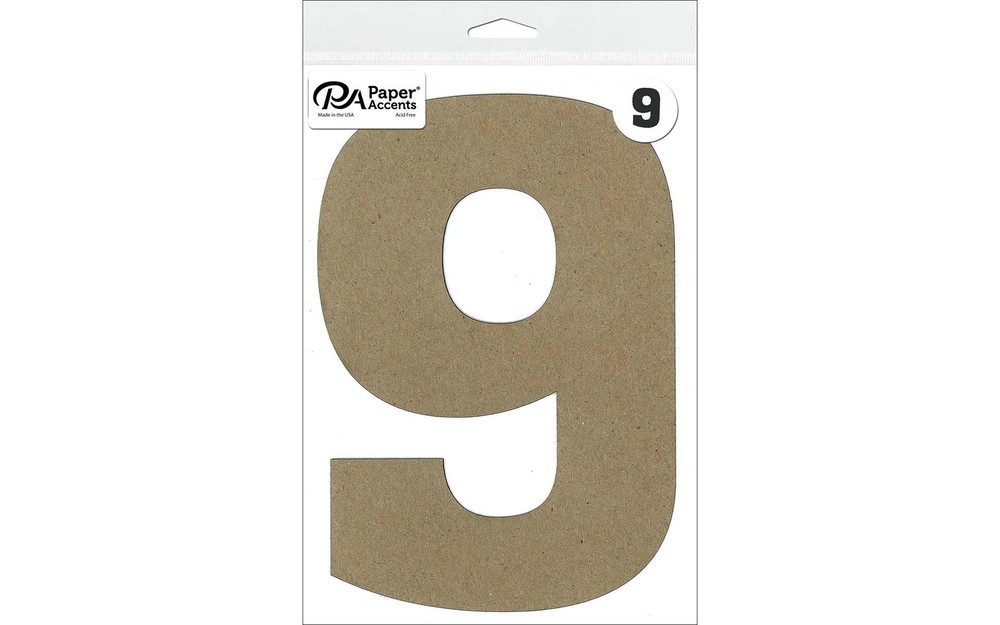 Chipboard Number 8" 9 1pc Natural