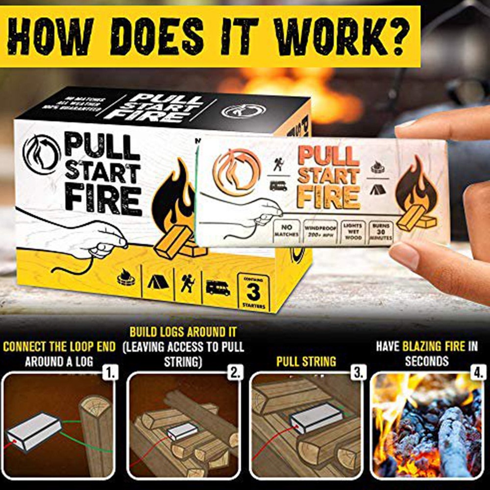 Pull Start Fire Pull String Easy To Use Fire Starter Campfire Survival Gear
