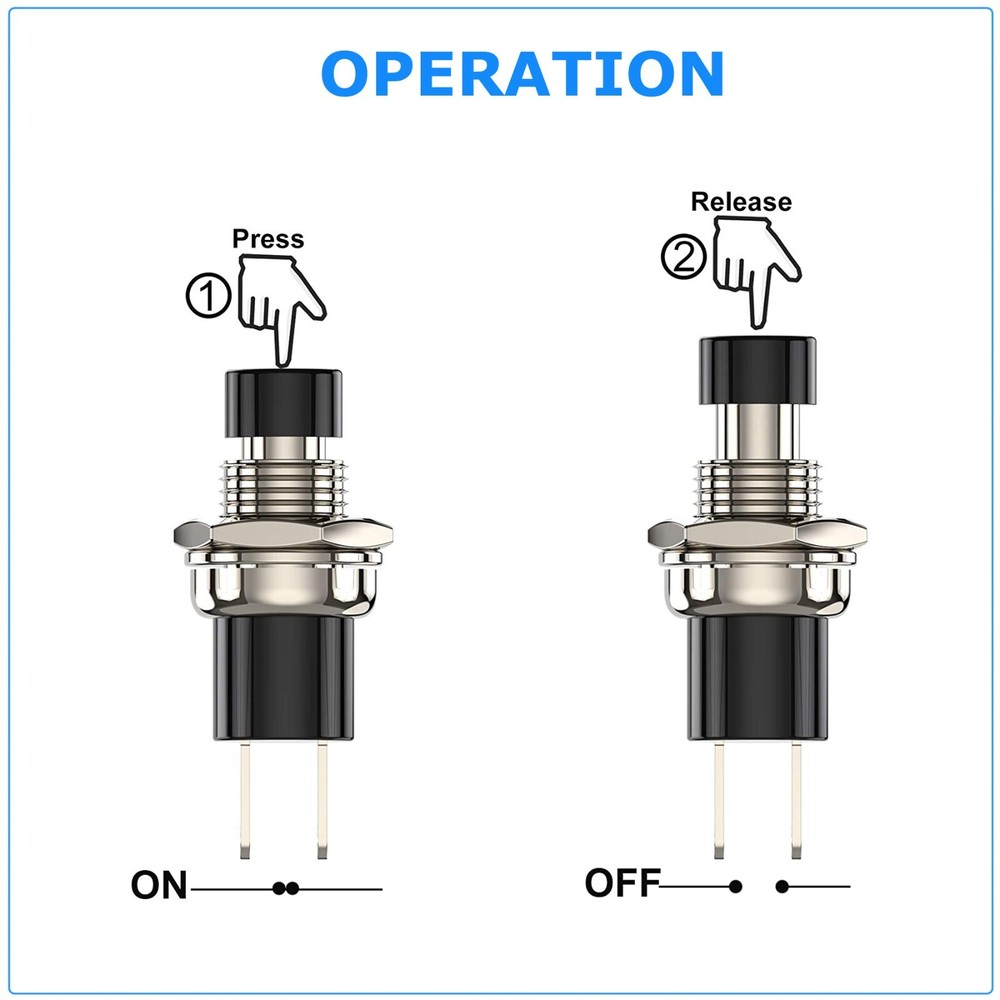 4 Pack SPST Normally Open Momentary Push Button Switch Black