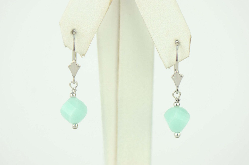 Clear Crystal Helix Bead Sterling Silver Earrings