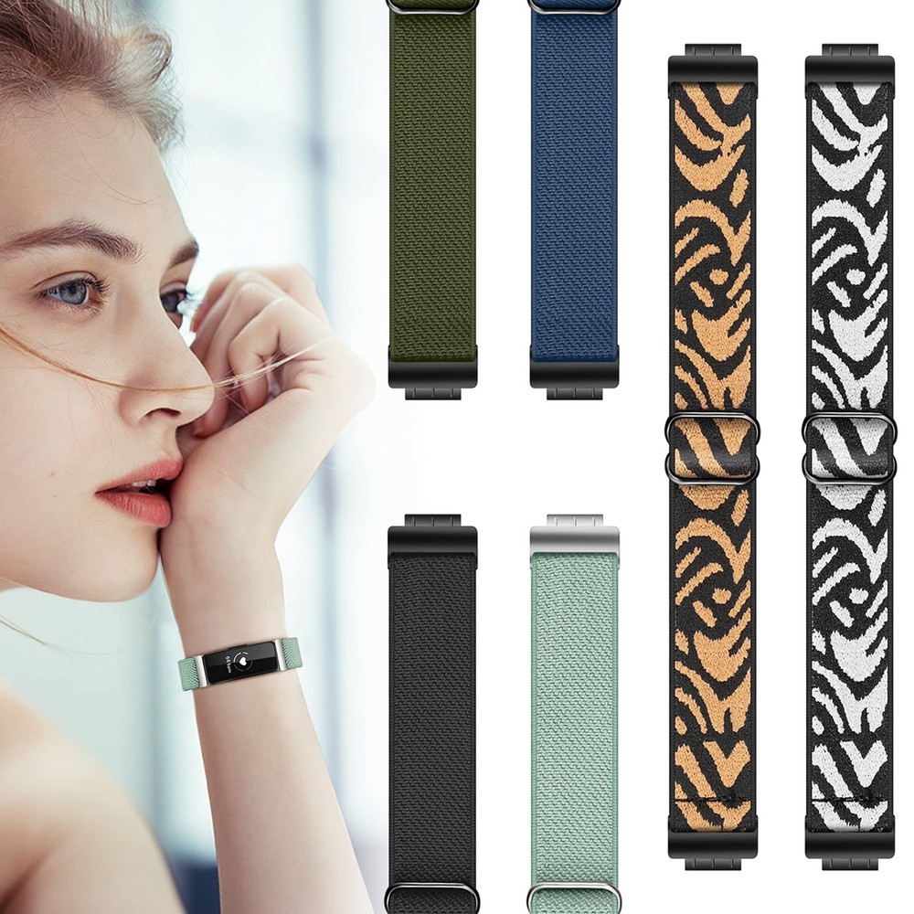Elastic Bands with Fitbit Inspire 3, Adjustable Stretchy Nylon Loop Band Brea...