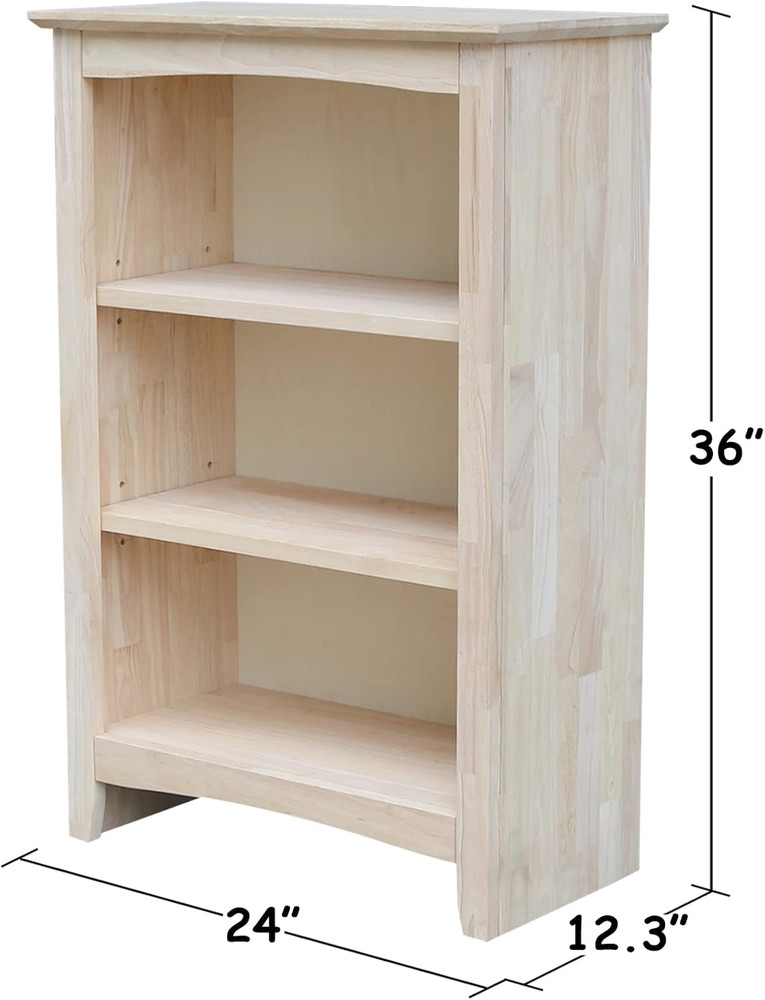 Shaker Bookcase, 36-Inch Height, Durable Solid Wood Construction, Versatile Stor