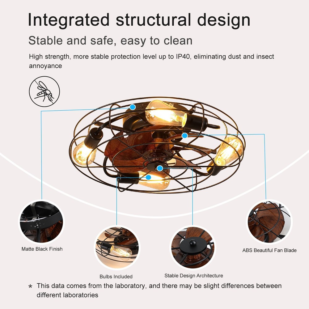 20'' farmhouse Low Profile Ceiling fan Lights With Remote Control