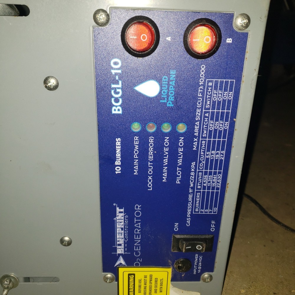 Blueprint Controllers BCGL-10 CO2 Generator 24V DC for Hydroponics