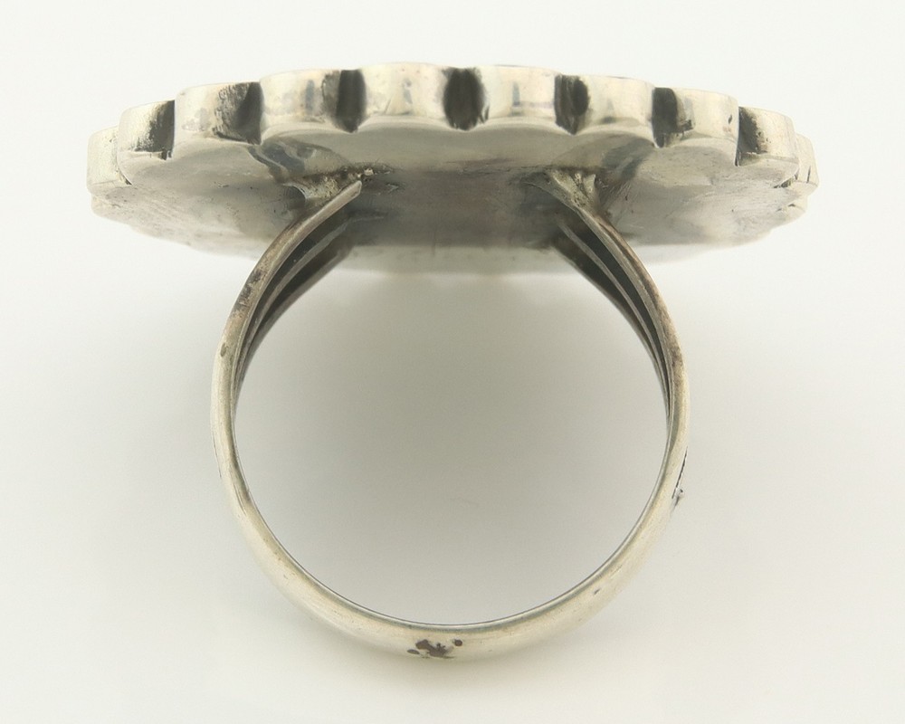 Zuni Ring Sterling Silver Natural Gemstone Handmade Signed E&P Quam
