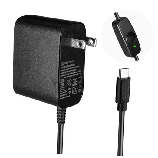 RasTech 27W Power Supply with Switch for Raspberry Pi 5 Power Adapter GaN PD