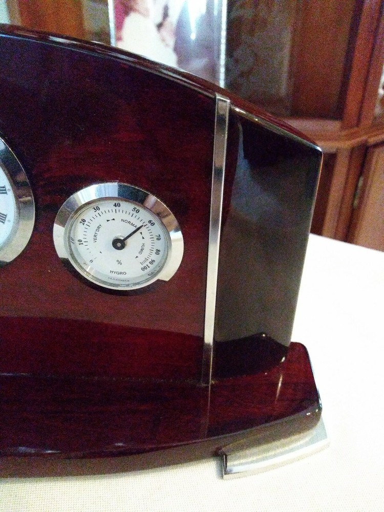 Mahogany Desktop Clock and Weather Station - great gift!