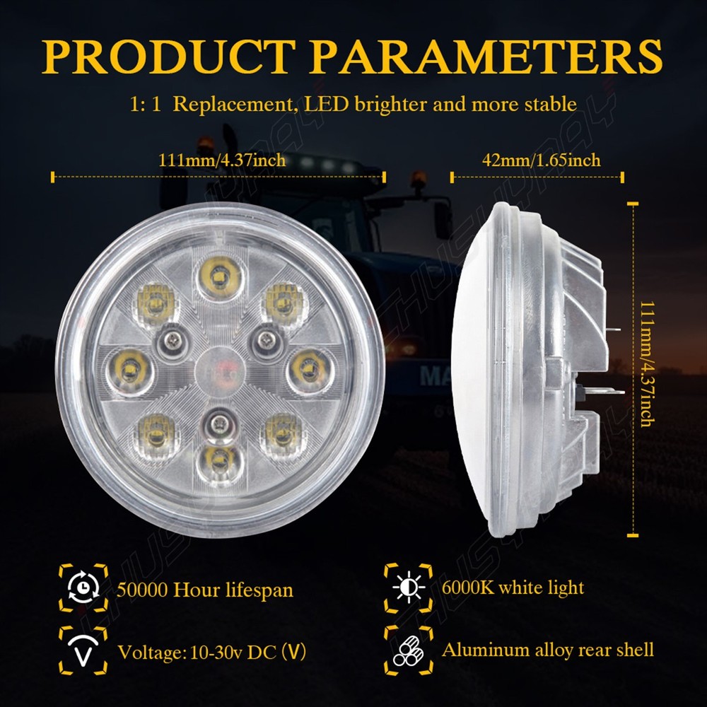 4PCS LED Work Lights Coversion Bulb Kit For Deere Tractor 8630,8640,8650