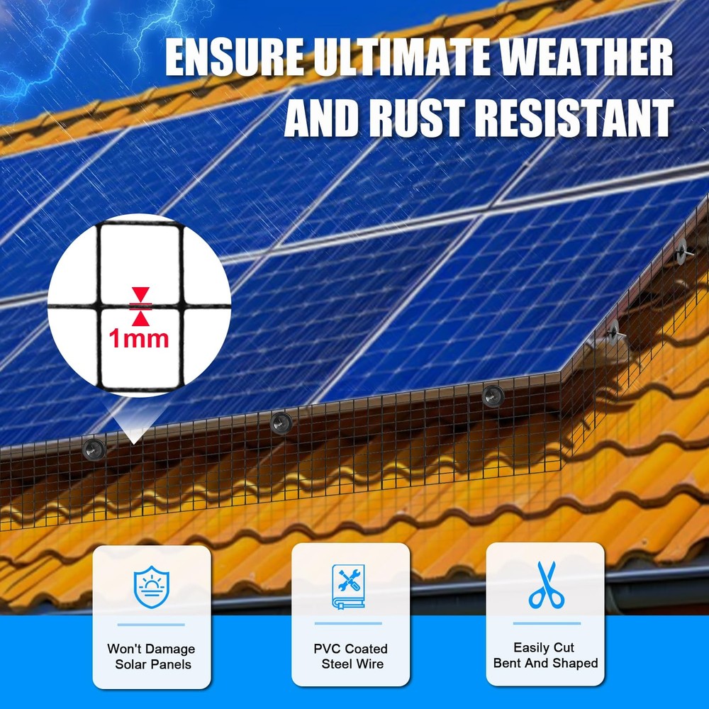 Hoqqf 6in X 100ft Solar Panel Bird Guard - 1/2" Black PVC X 100ft,