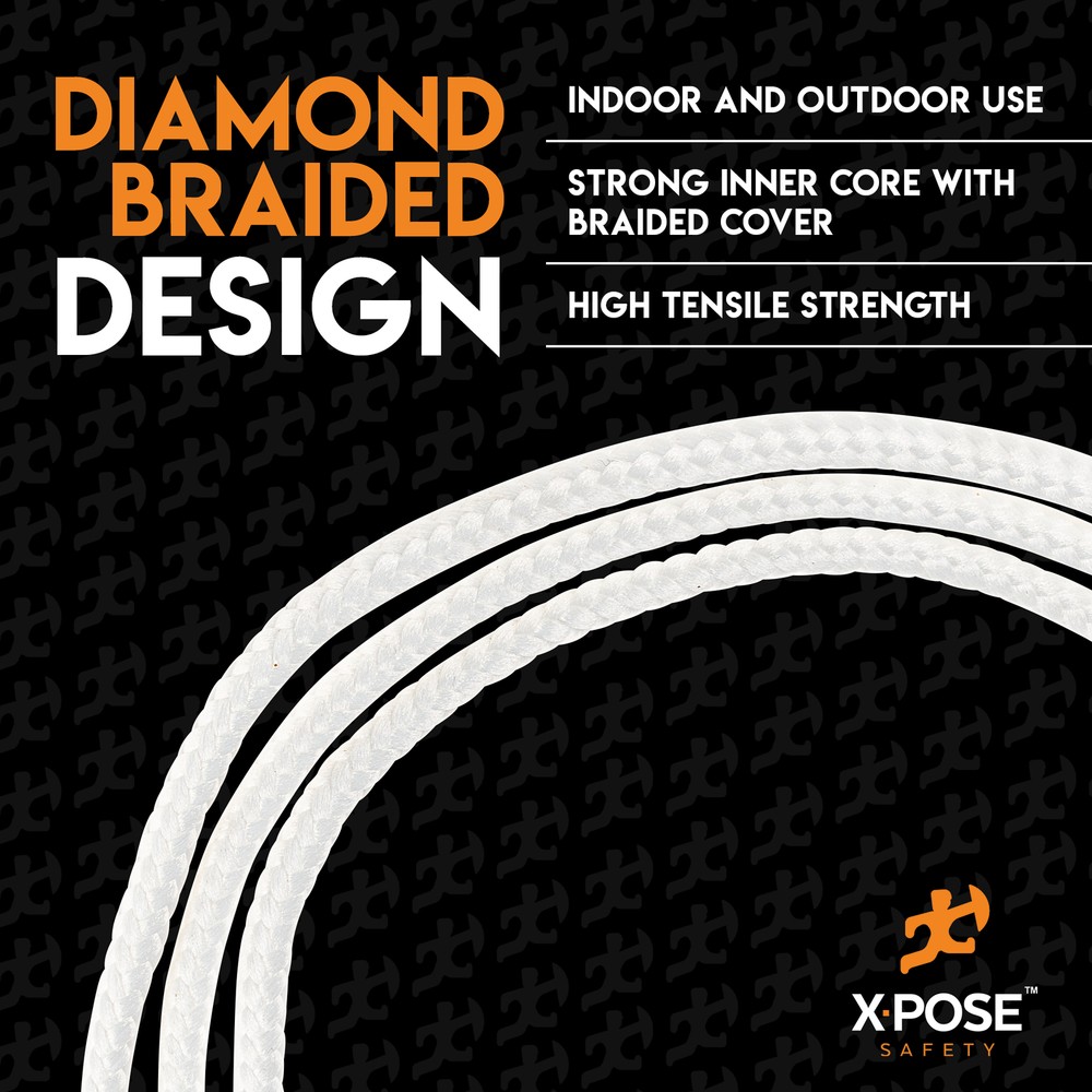 Diamond Braided Clothesline Rope - 100 Ft Rope- Braid Polypropylene Rope