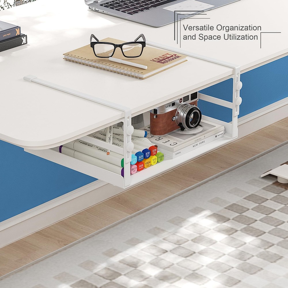 2-Pack Adjustable Under Shelf Storage Baskets - White, for Kitchen, Pantry