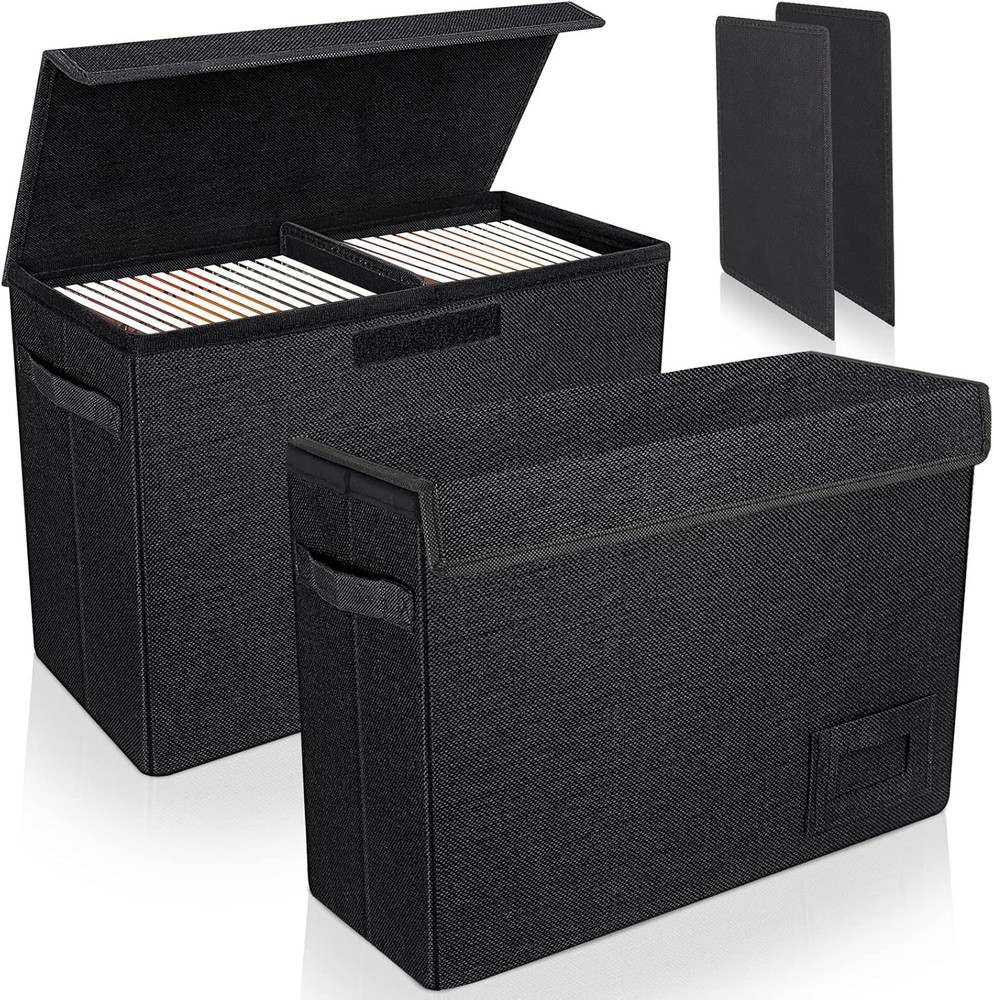 2-Pack Comic Book Storage Boxes, Collapsible Comics Book Case with Dividers and